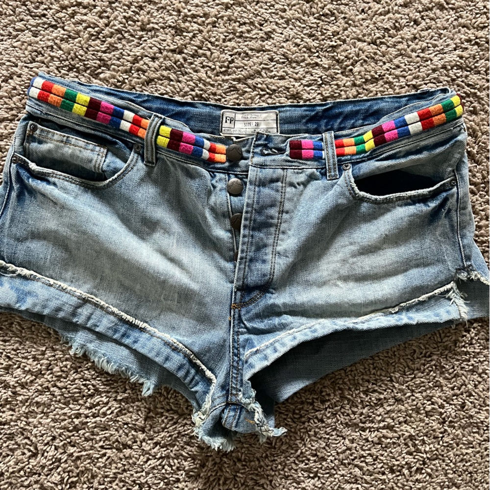 Free People Colorblock Belt Shorts